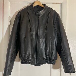 Z1R Mens Black Leather Motorcycle Jacket ~ sz 44 ~ vintage